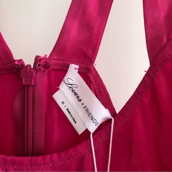 ❤️NWT Revolve Lovers + Friends Tina Hot Pink Ruched Dress Size XS - Picture 6 of 10
